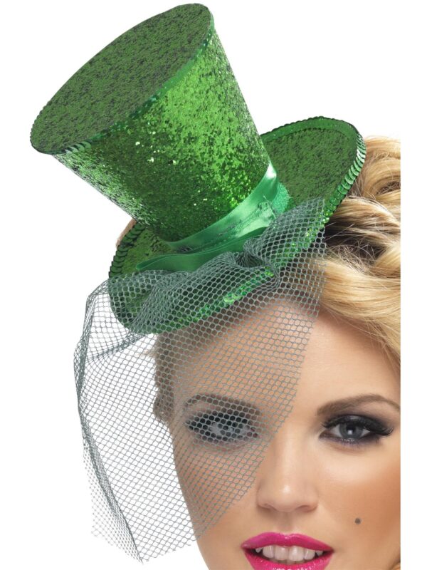Fever Mini Top Hat Green Glitter
