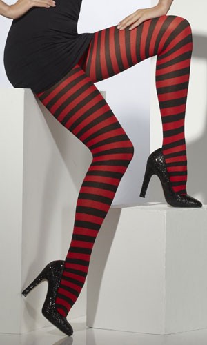 Fever Tights Striped Red & Black - The Mad Hatter