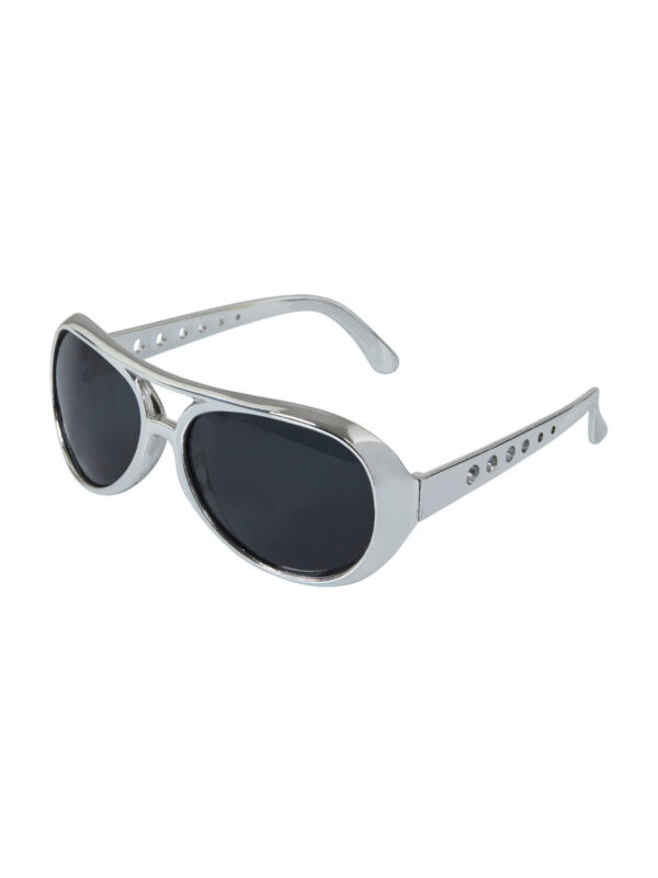 Elvis Rock N Roll Star Glasses Silver